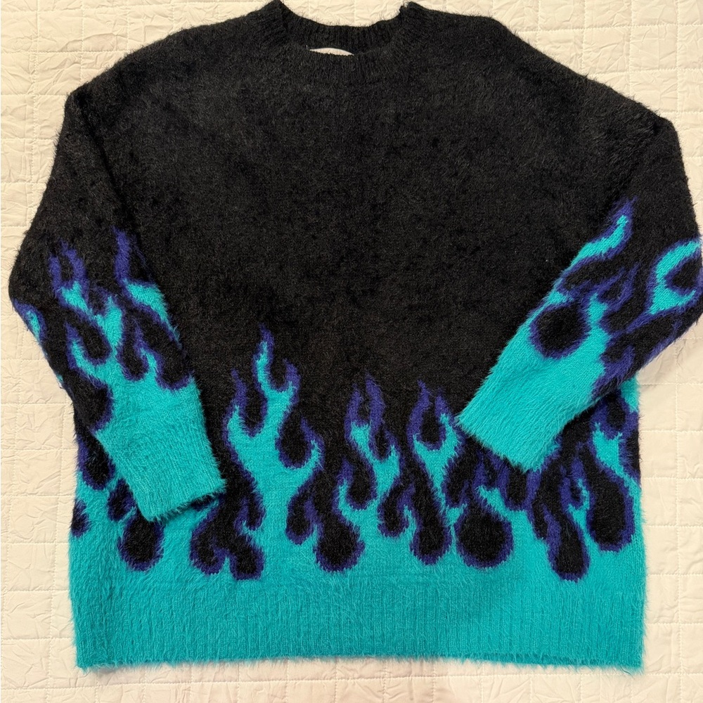 Adika Black and Blue Flame Sweater
